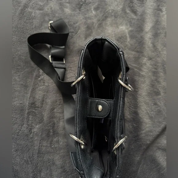 Madden Girl Black Quilted Mini Satchel Bag Top Handle Crossbody Purse - Picture 3 of 5